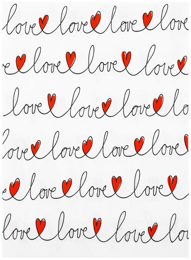 AimFun 100Pcs Love Red Hearts Luncheon Napkins Valentines Paper Hand Towels Line Love Lettering Disposable Party Napkin for Wedding Anniversary Bridal Shower Party Supplies (6.5 x 6.5 inch) - Image 1